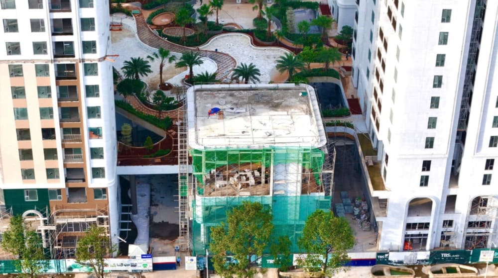 Phòng sinh hoạt cộng đồng đã xong phần khung ngoài Green Skyline