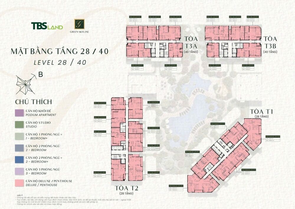 Mặt bằng điển hình dự án Green Skyline tầng 28/40