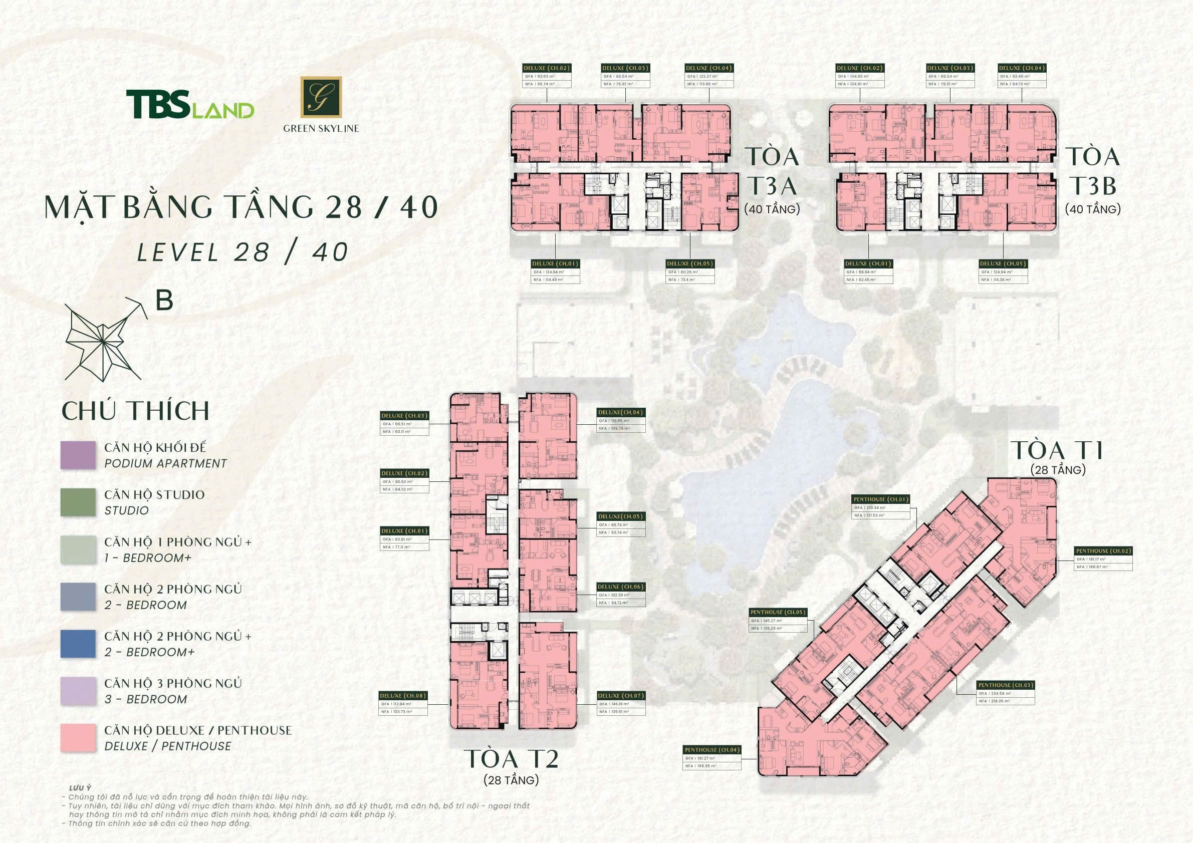 Mặt bằng điển hình green skyline tầng 28/40