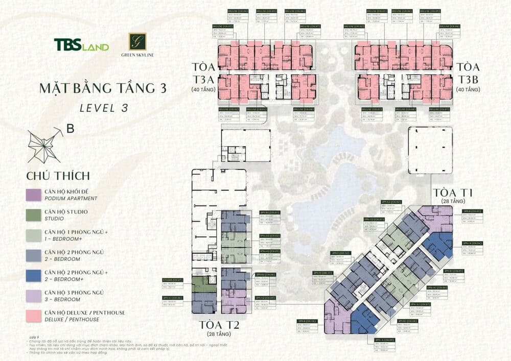 Mặt bằng điển hình dự án Green Skyline tầng 3