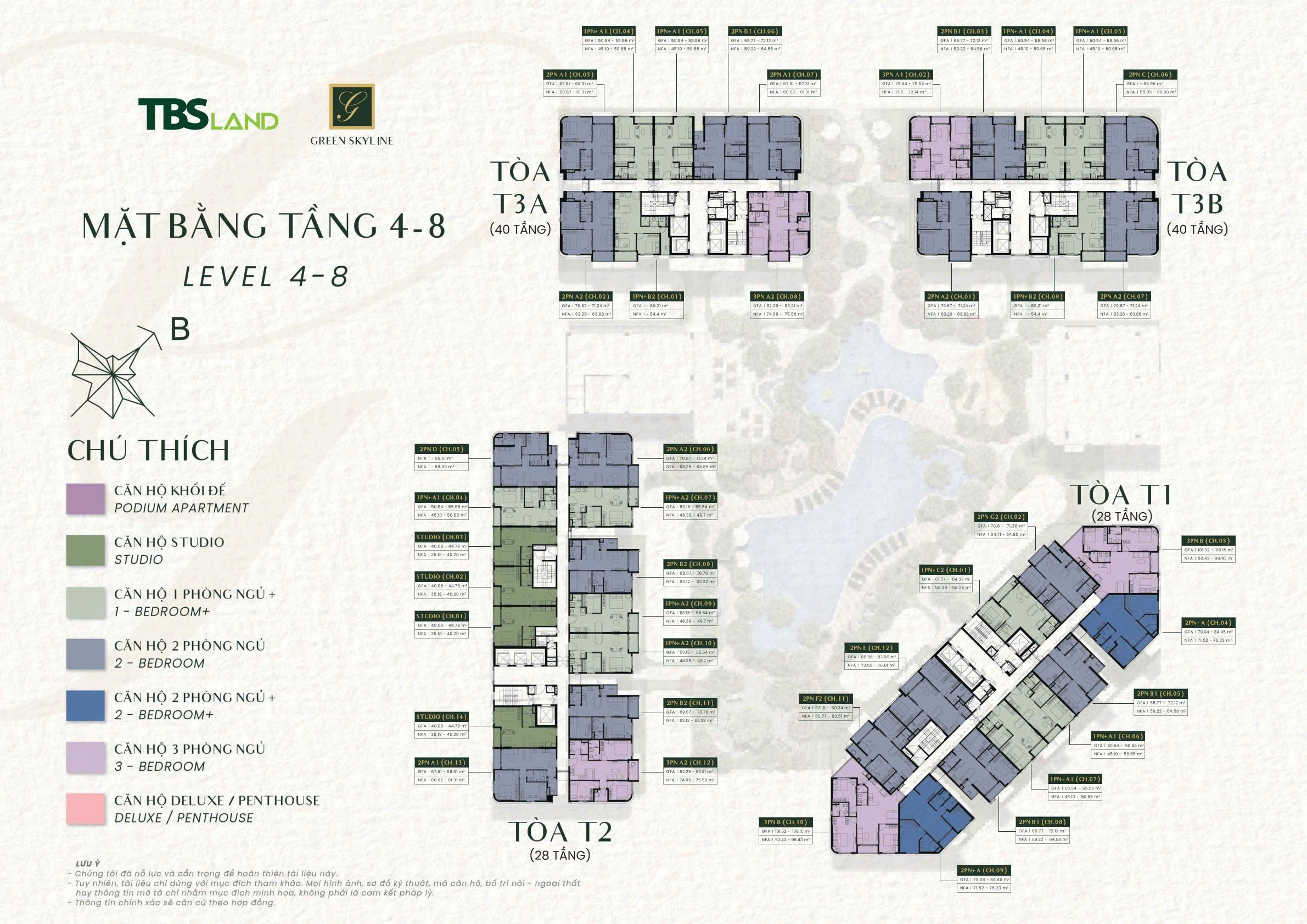 Mặt bằng điển hình tầng 4 - 8