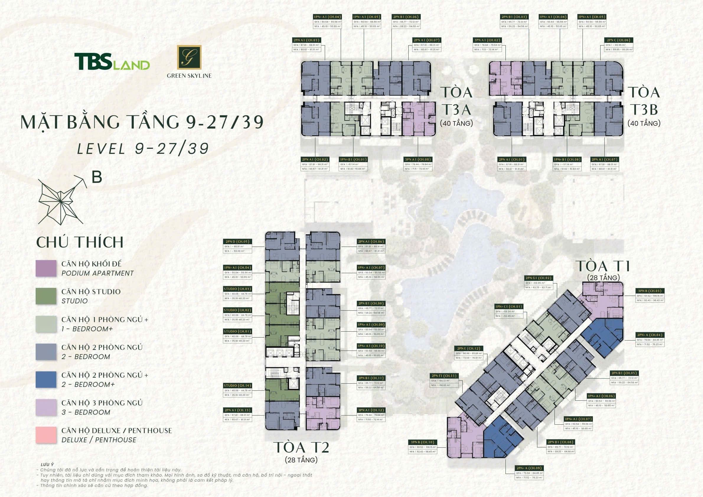 Mặt bằng điển hình green skyline tầng 9 - 27/39