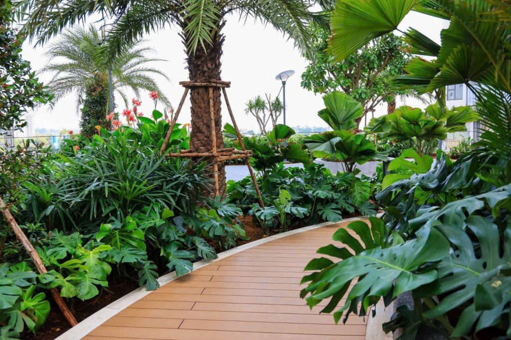 Phủ cây xanh tại khuôn viên tiện ích Green Skyline